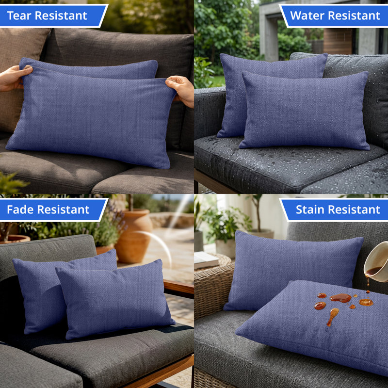 Ensemble de coussins décoratifs rectangulaires 4 po x 12 po x 20 po avec insert, tissu résistant à l'eau et aux rayons UV