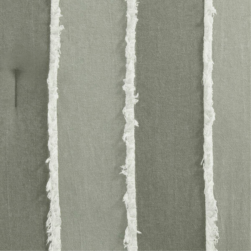 Ensemble d'édredon en coton 3 pièces sauge, Édredon pour très grand lit + 2 taies décorativ, Sauge / rayé