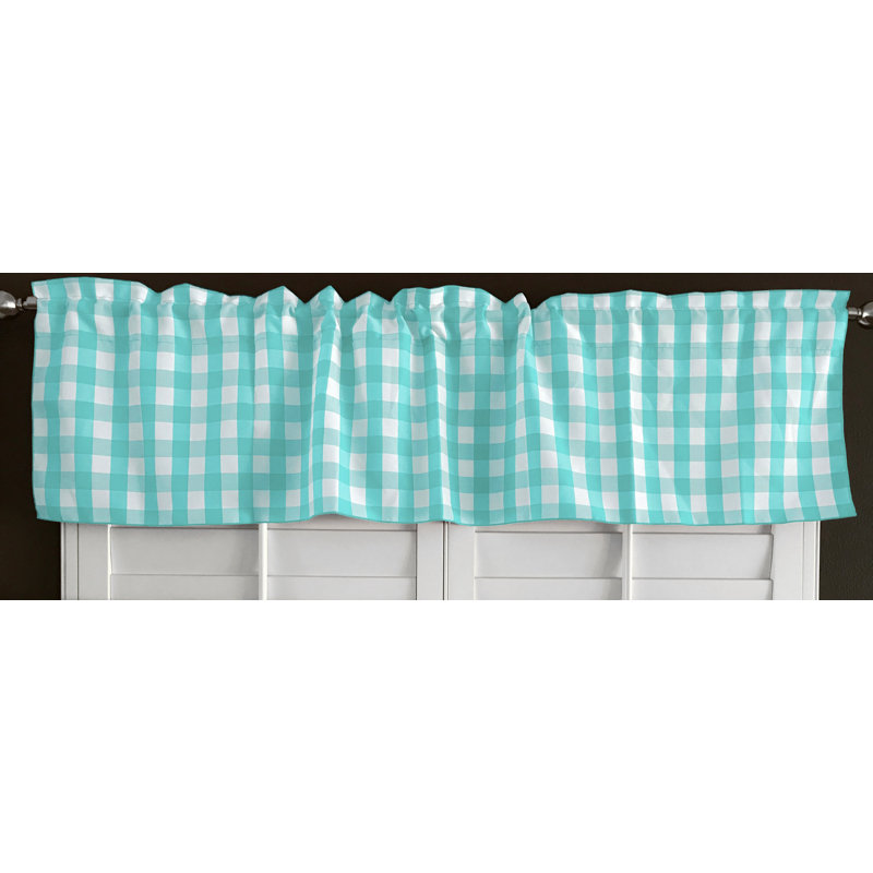 Cantonnière sur mesure l 58 po Haideh Gingham, L 58 po x L 20 po, Menthe aqua