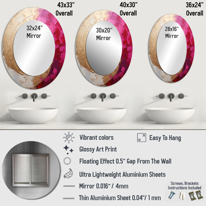 Miroir mural beige minimaliste en spirale Poteries I - Beige, 40 po x 30 po