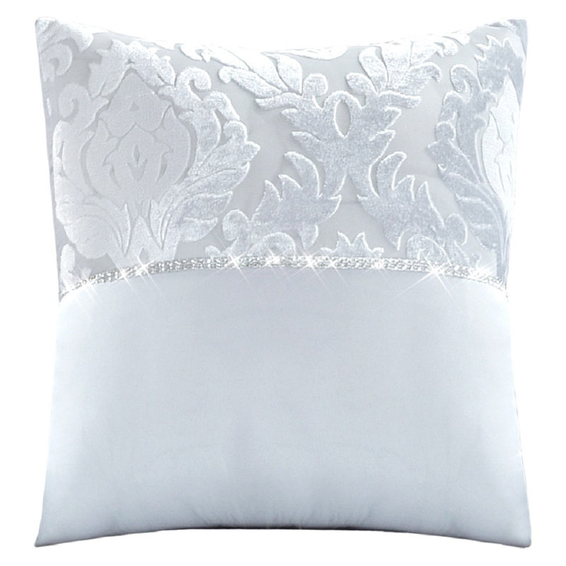 Adonica Damask Square Throw Cushion Cover, White