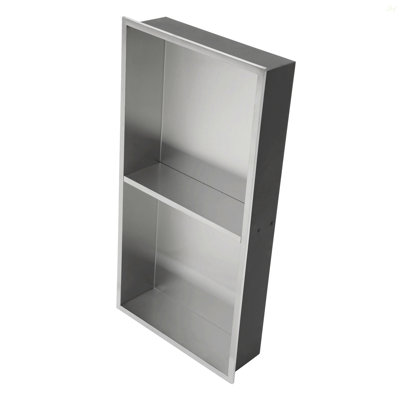 13" X 25" Stainless Steel Shower Niche Double Shelf, Brushed Nickel