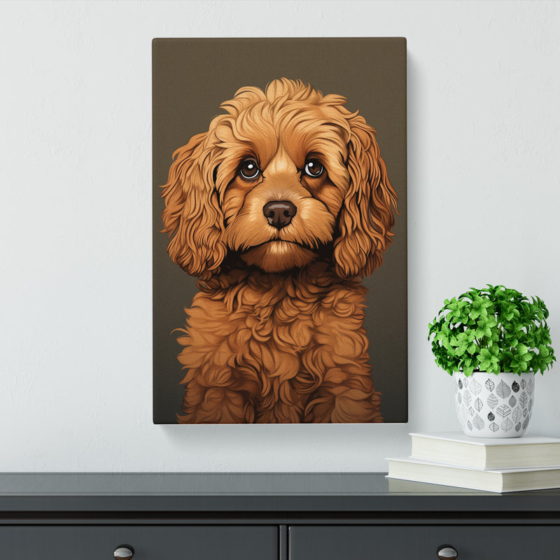 Cockapoo Minimalism Art No.3 - Wrapped Canvas, 60cm H x 40cm W x 3cm D