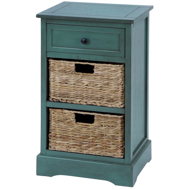 Puig 16'' W Solid Wood Nightstand, Teal