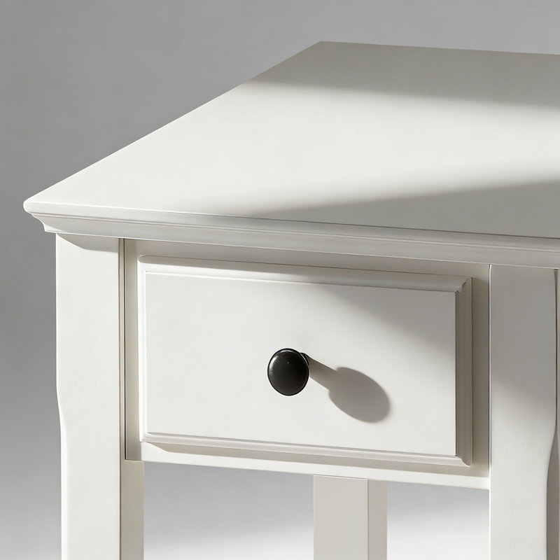 Table d'appoint ACME Bertie, blanc, 23"H x 13"W x 22"D, Blanc