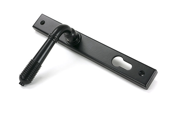 Reeded Multipoint Lock Door Handle, Matt Black