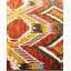 Tapis rouge / jaune / vert / blanc surteint de conception unique 4 pi 1 po x 6 pi 3 po Overdyed