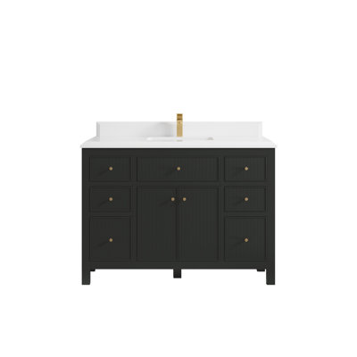 Sonoma 48 In. W X 22 In. D Single Sink Bathroom Vanity In Blacktop With Cove Edge White Quartz