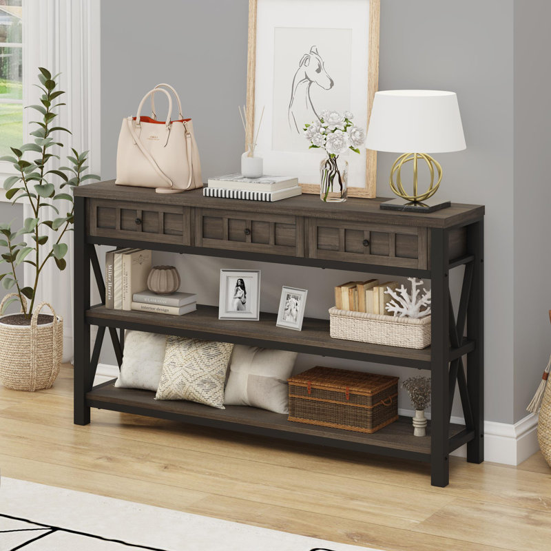 Console 54,72 po Guinna Pandolfo, Noyer brun, Noir