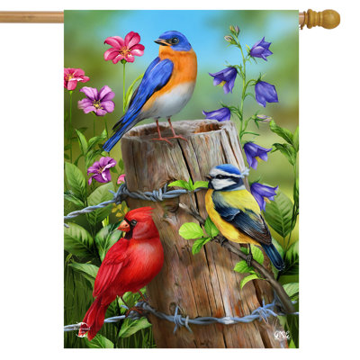 Drapeau de maison d'oiseaux de clôture