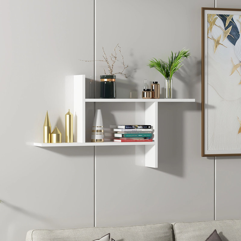 Conal 2 Piece Tiered Floating Shelf, White
