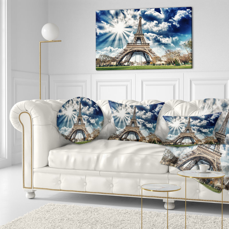 Vue magnifique sur la Tour Eiffel - reproduction de photo sur toile tendue, H 20 po x l 40 po x P 1po, Toile tendue
