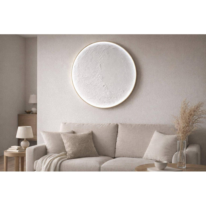 Lunar relief, 32 po x 32 po, toile DEL peinte à la main dans un cadre