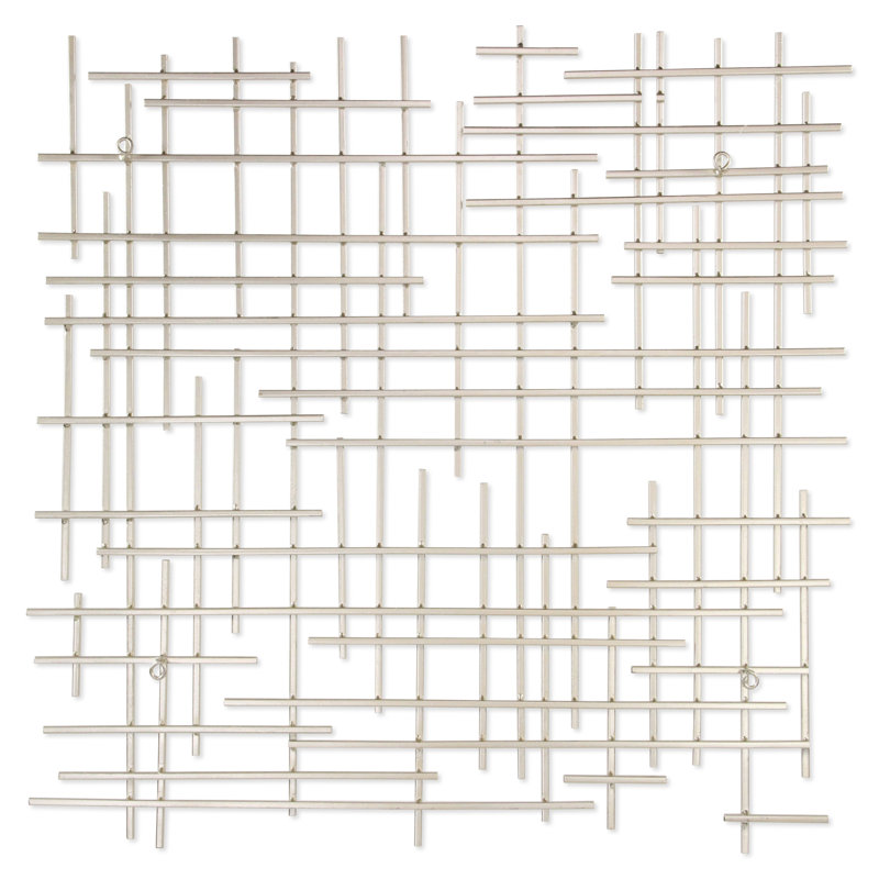Handmade Modern Abstract Wall Decor on Metal, Silver, 30" H x 30" W x 1.25" D