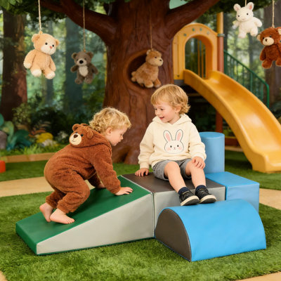 Jeu d'activités en mousse souple, sécuritaire pour explorer et ramper, 5 pièces avec configurations personnalisées, couleurs vives, blocs faciles à nettoyer, permettant un temps de jeu sans fin, développe des compétences pratiques, lavable à la ma