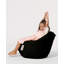 Fauteuil à billes de qualité supérieure, noir uni, 23,6 po x 23,6 po x 9,8 po | Rembourrage 100% polyester imperméable, bourre de styromousse 100% originale | Système de fermeture à glissière cachée | Supporte jusqu'à 440 lb, idéal pour le divertissement extérieur moderne-1188805440