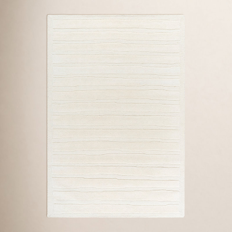 Polett Hand Tufted Wool Striped Indoor Rug, Rectangle 9' x 12'