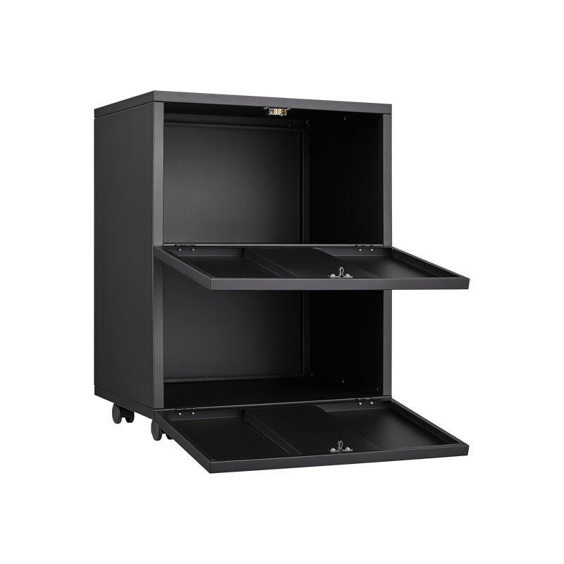 Office Furniture Copier Cabinet Black 2 Door Steel Copier Stand Mobile Pedestal File Printer Stand