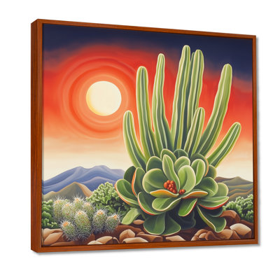 Cactus mexicain, paysage I, art mural de cactus floral, salon