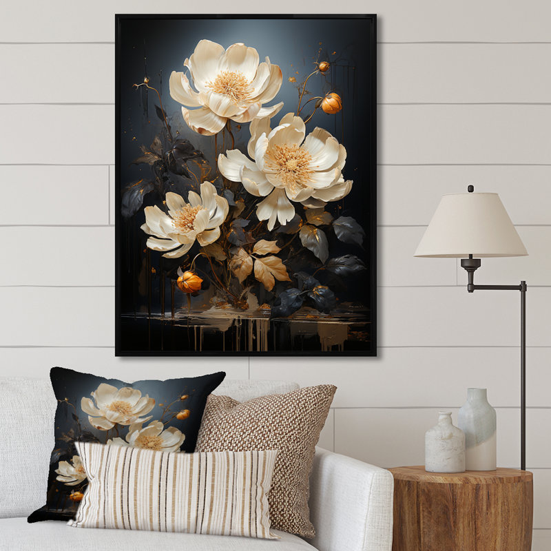 Harmonie mystique lotus sur toile, H 20 po x l 12 po x P 1 po, Cadre flottant noir