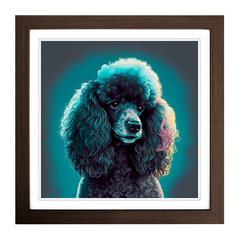 Poodle - Single Picture Frame Print on Wood, Walnut