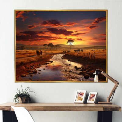 «Sevon Orange Black Maasai Mara National Reserve Sunset», reproduction sur toile