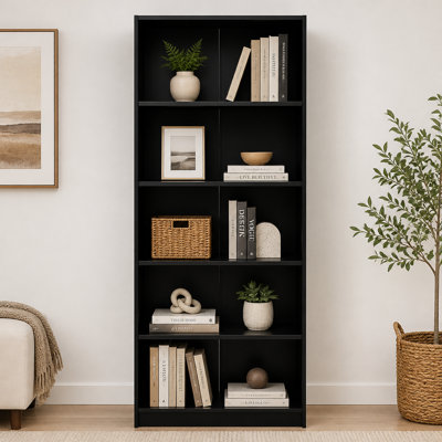 5-Tier Bookshelves Storage Cabinet Black