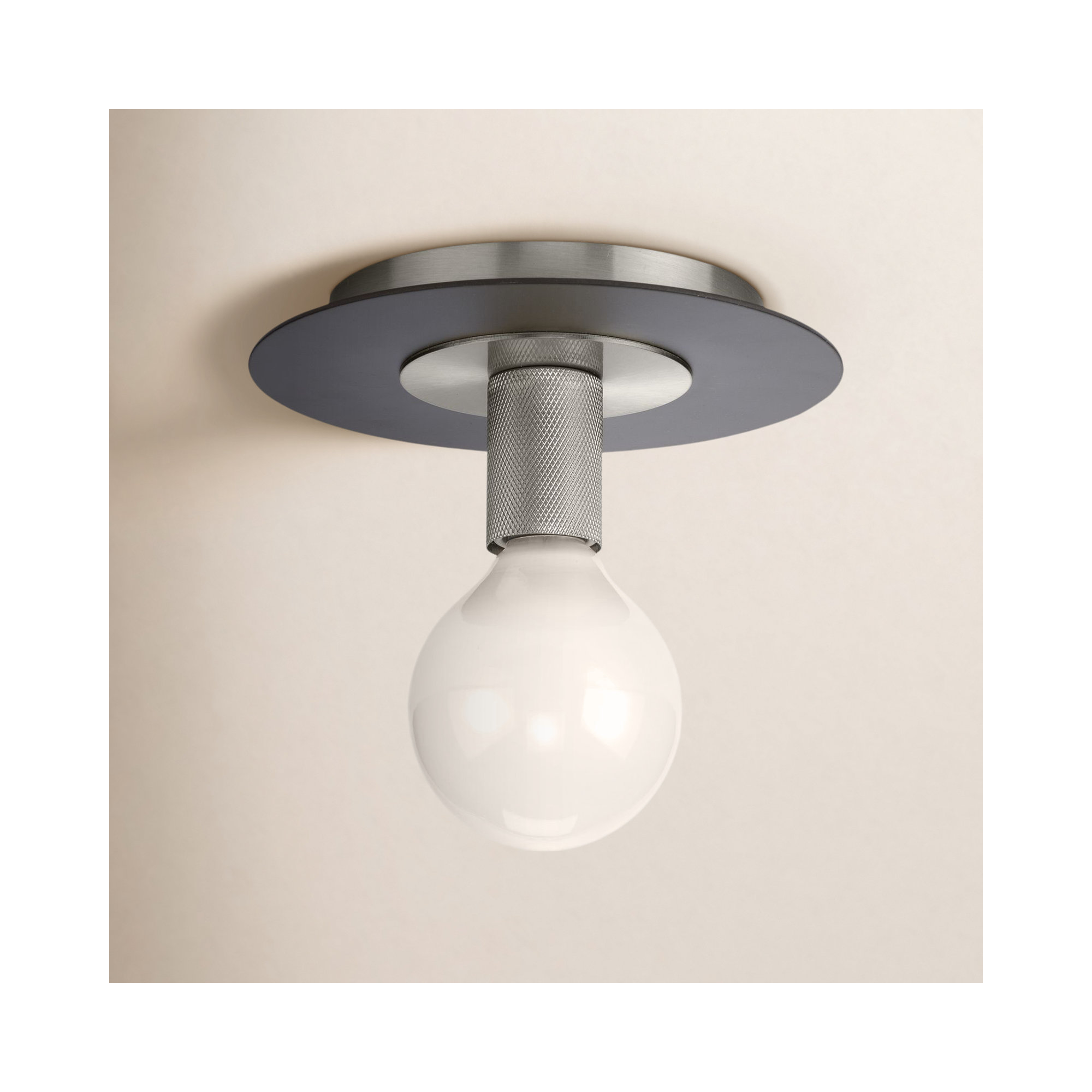 Single Light Semi Flush Mount, Brushed Nickel
