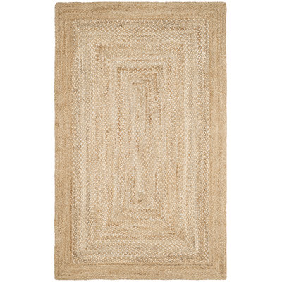 Marie Natural Fiber Hand Woven Jute And Cotton With Latex Solid Color Rug