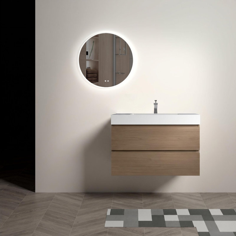 Meuble-lavabo mural 36 po avec lavabo et 2 tiroirs 36 po, 36, Blanc