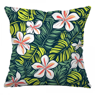 Tropical Leaves Throw Pillow, Floral Cotton Twill Pillows