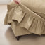 Élégant canapé 3 places Mid-Century élégant avec accoudoirs évasés et volants amovibles, jupes plissées et pieds fuselés, canapé en chenille confortable à trois places pour le salon, café clair-388802957