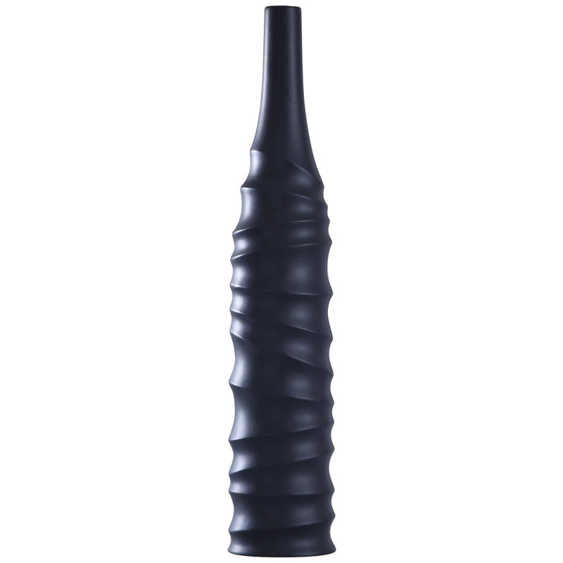 Aaris -Elegant Ceramic Floor Vase, 24" H x 5" W x 5" D, Gray