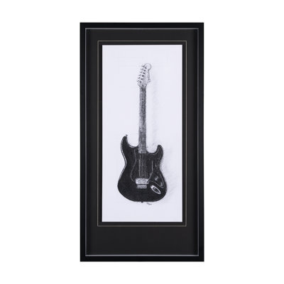 «Guitare I a Hand Hand», reproduction d'art texturée encadrée mat sous verre