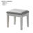 Contemporary Style 1pc Vanity w/ Stool Set Glass Top Storage Drawers Central Mirror w/ Bulbs USB And Power Outlet White and Gray Finish