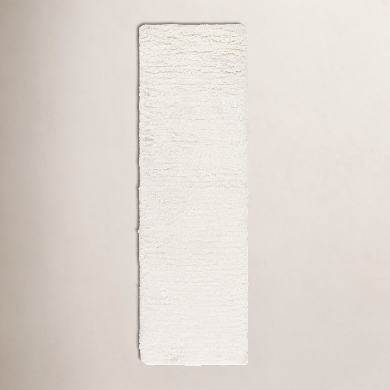 Abriel Ivory Solid Hand-Woven Wool Rug, Runner 2'3" x 8'