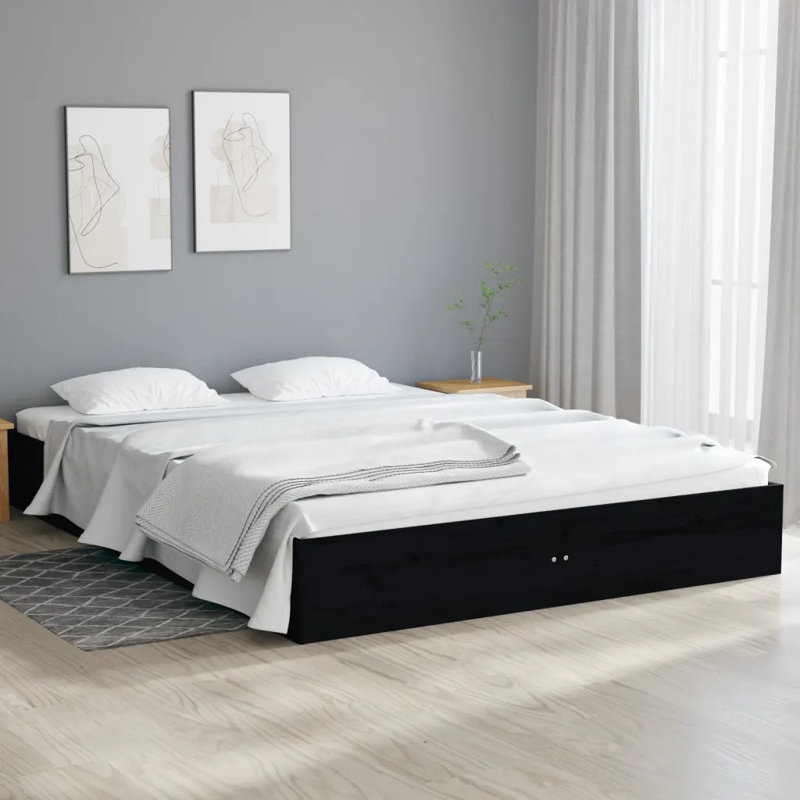 Husch European Kingsize Solid Wood Bed, Small Double (4'), white