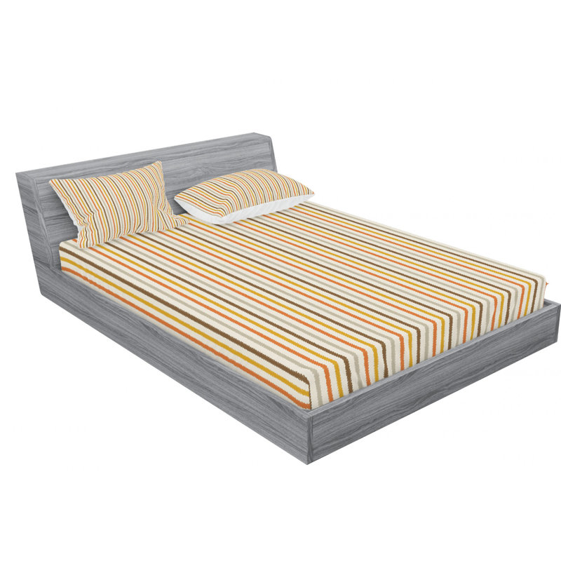 Queen Multicolor Microfiber Striped Bedding Set