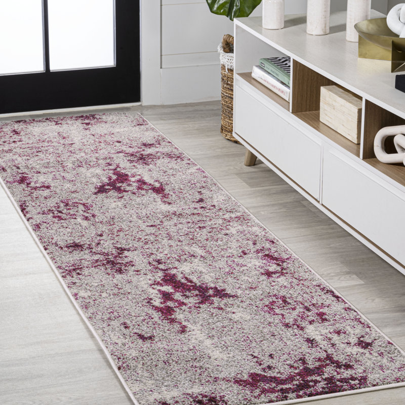 Tapis marron / gris Contemporary, Tapis de couloir 2 pi 3 po x 8 pi