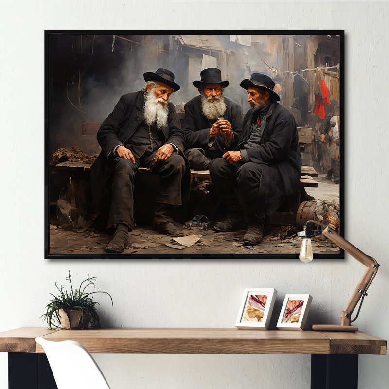 Judaïsme dévotion III sur toile, H 30 po x l 40 po x P 1,5 po, Cadre flottant noir