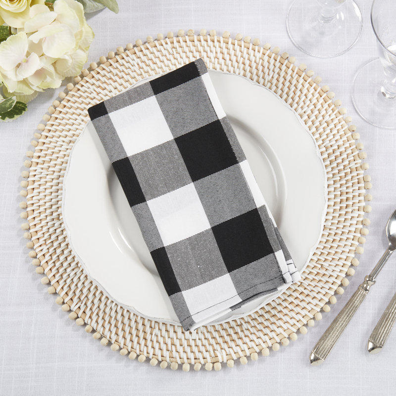 Ensemble de 4 serviettes de table en tissu de coton à carreaux noirs Buffalo l 20 po x L 20 po