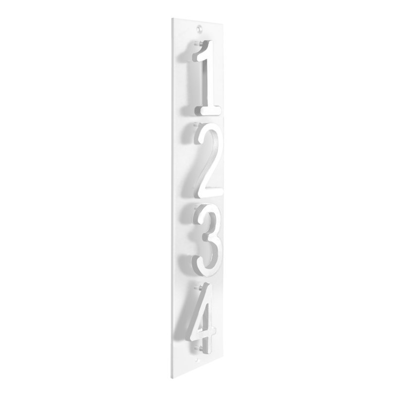 Plaque murale verticale d'adresse de rue flottante à 4 chiffres personnalisée Colourtree, Blanc, Blanc, Oui