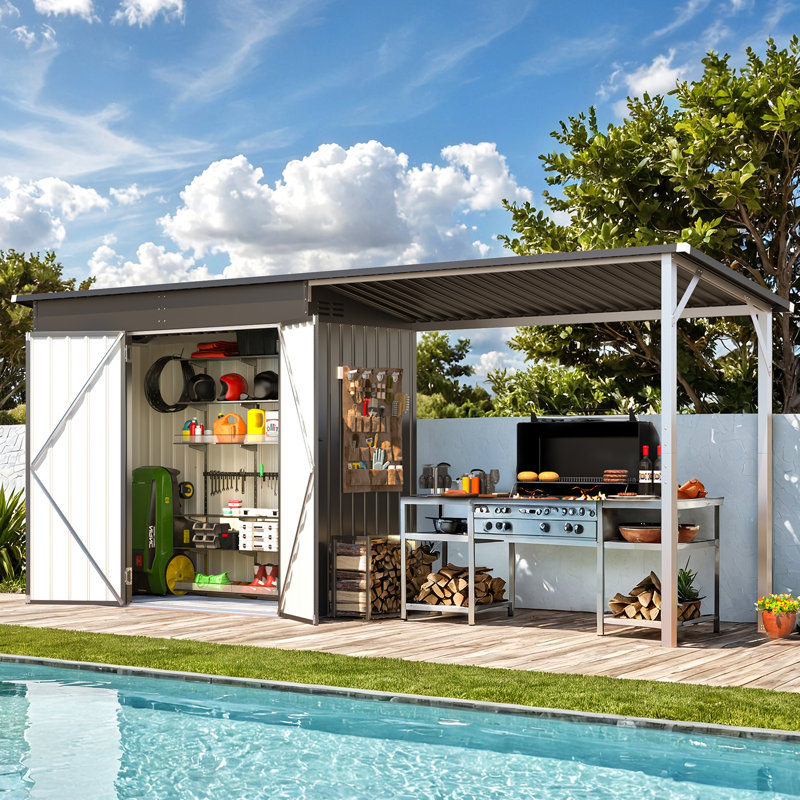 Outdoor Open-sided Storage Shed, 8'x4'