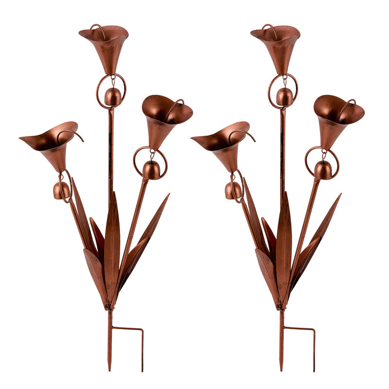 Ensemble de 2 piquets de jardin flammés en cuivre flammé Calla