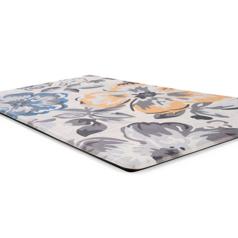 Cream Modern Floral Anti-Fatigue Standing Mat 18" x 30"