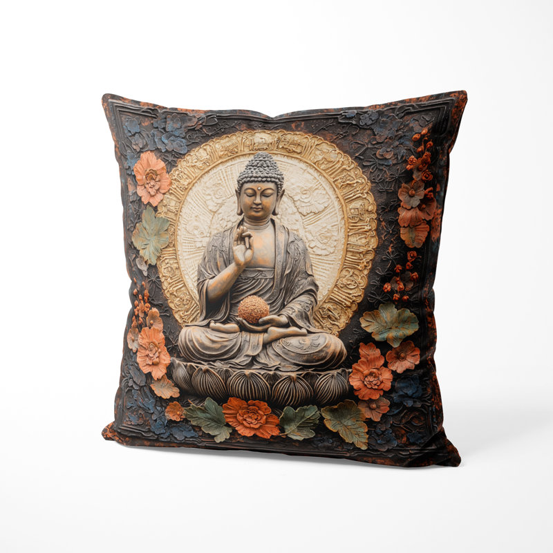 Coussin Buddha Sacred Legacy Of Buddhism, H 20 po x l 20 po