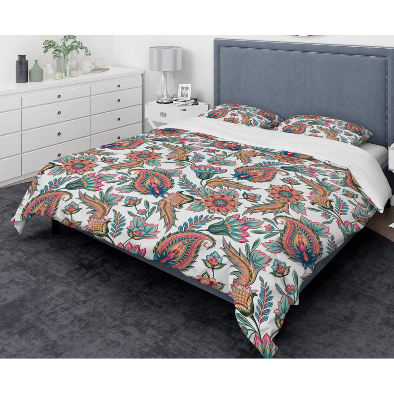 Ensemble de housse de couette floral designart colour, Housse simple + 1 taie décorative