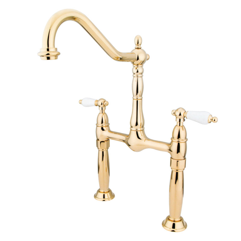 Victorian Vessel Sink Faucet, Polished Brass