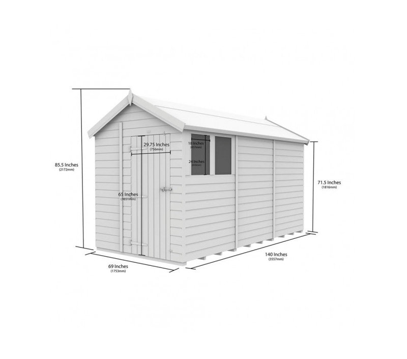 Total Sheds 6ft x 12ft Apex Garden Shed - Single Door - No Windows - Pressure Treated Timber - UK Manufactured