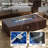  50,000 BTU 56 in. Rectangle Iron Propane Fire Pit Table W Tank Cover and Wind Guard for Outdoor Patio-1008693889